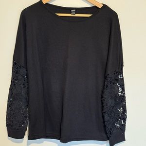 SHEIN Black long sleeve shirt with lace sleeves Large